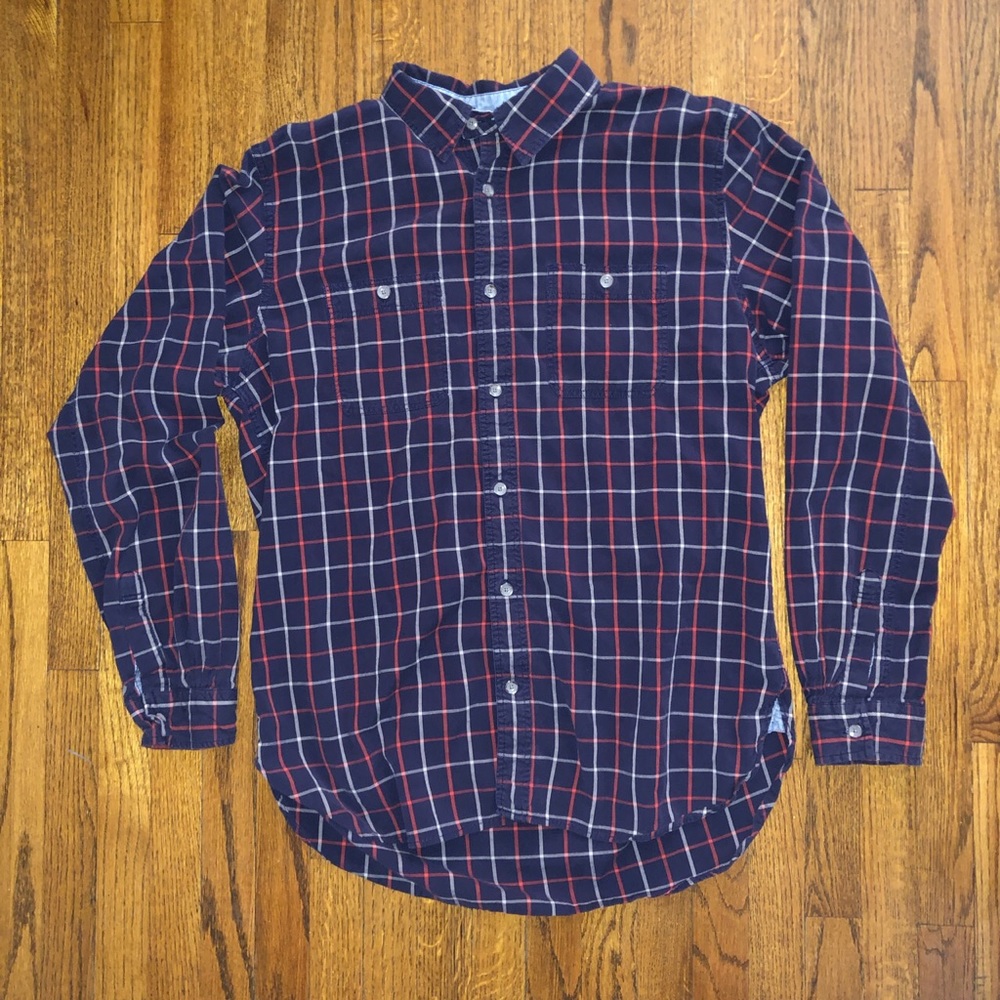 Gap plaid cotton button up long sleeve shirt